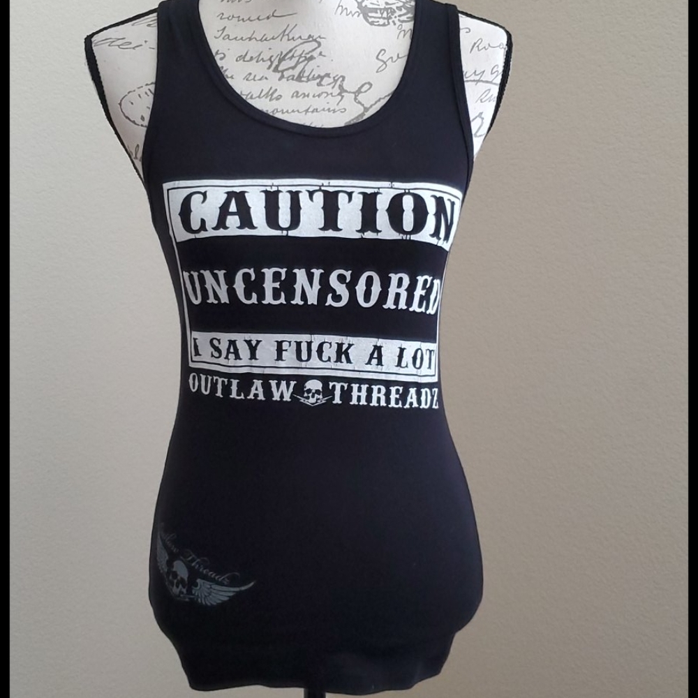 Profanity black tank top Outlaw Brand